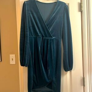 Long sleeve velvet mini dress